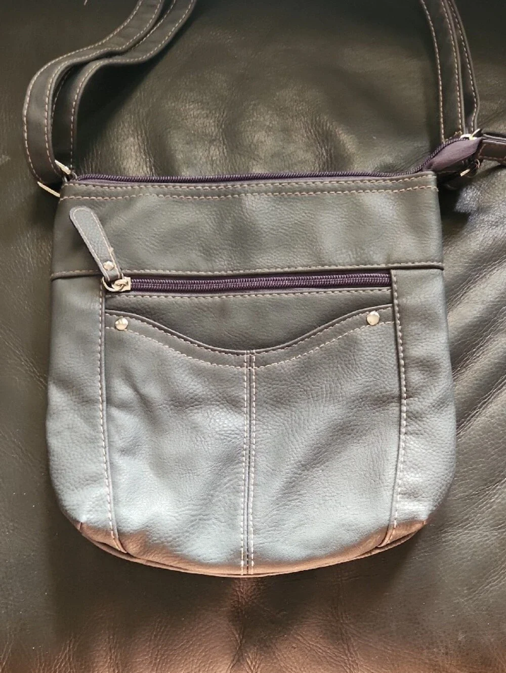 croft & barrow Gray Faux-Leather Crossbody Shoulder Bag